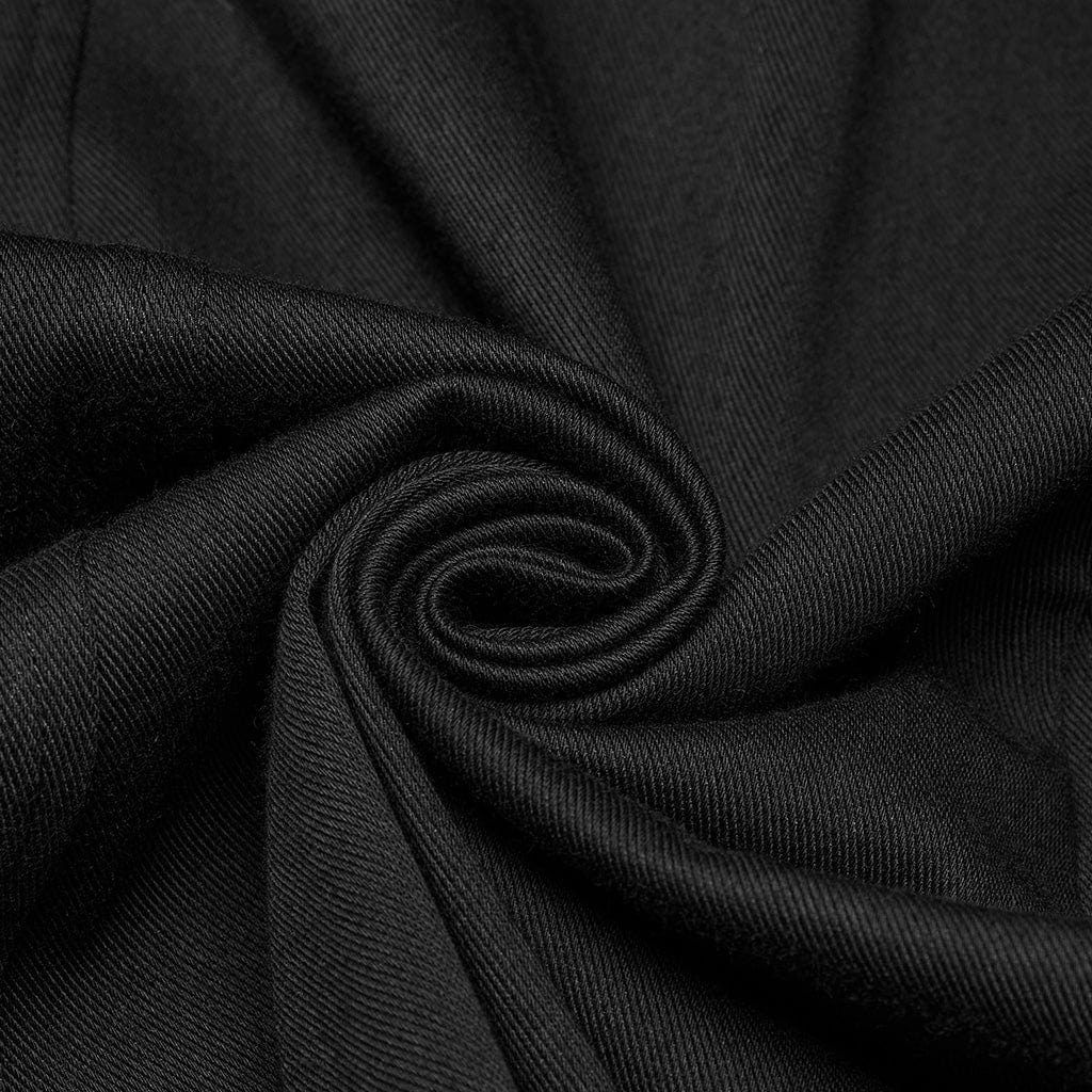 PUNK RAVE Women's Punk Buckle Ripped Coat with Hood