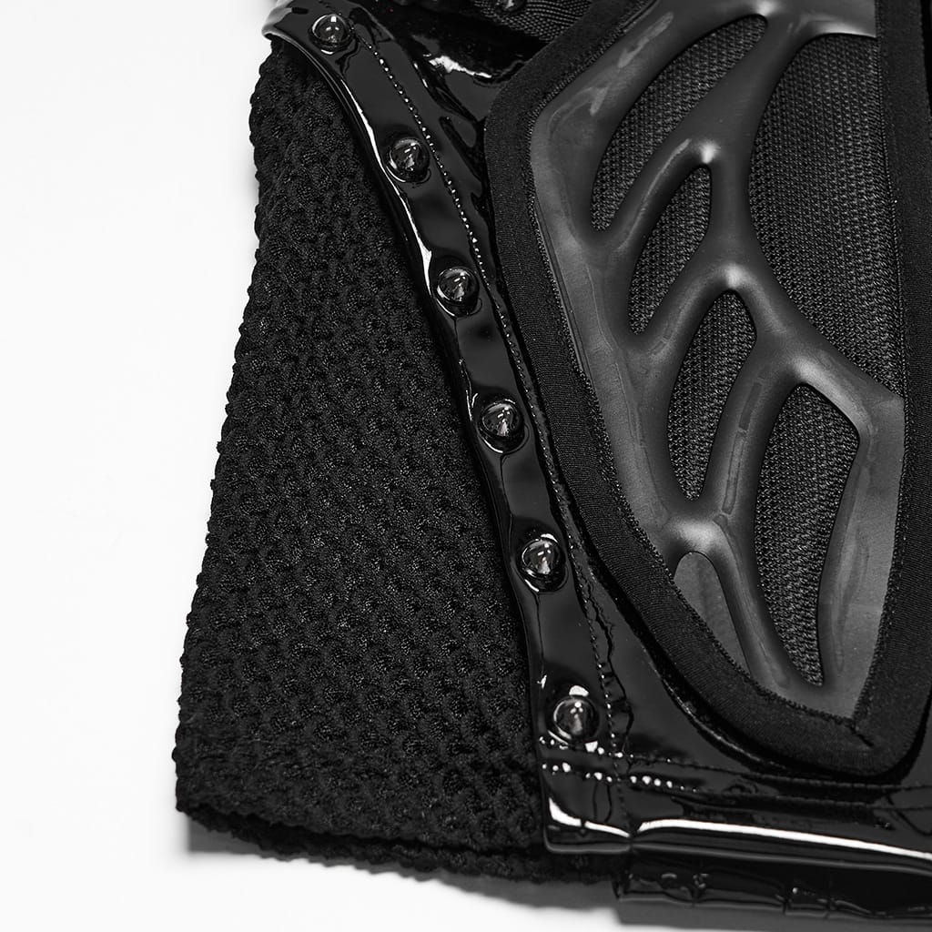 PUNK RAVE Women's Punk Buckle Strap Mesh Splice Mini Skirt