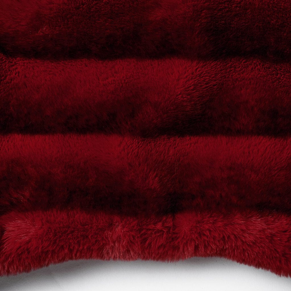 PUNK RAVE Women's Punk Buckle-up Strap Stand Collar Faux Fur Short Cape Red