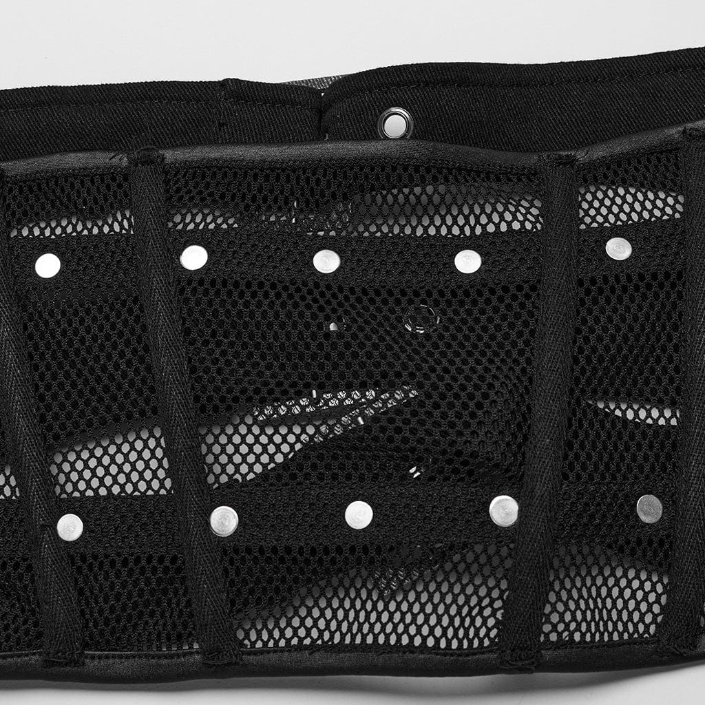 PUNK RAVE Women's Punk Buckles Mesh Underbust Corsets