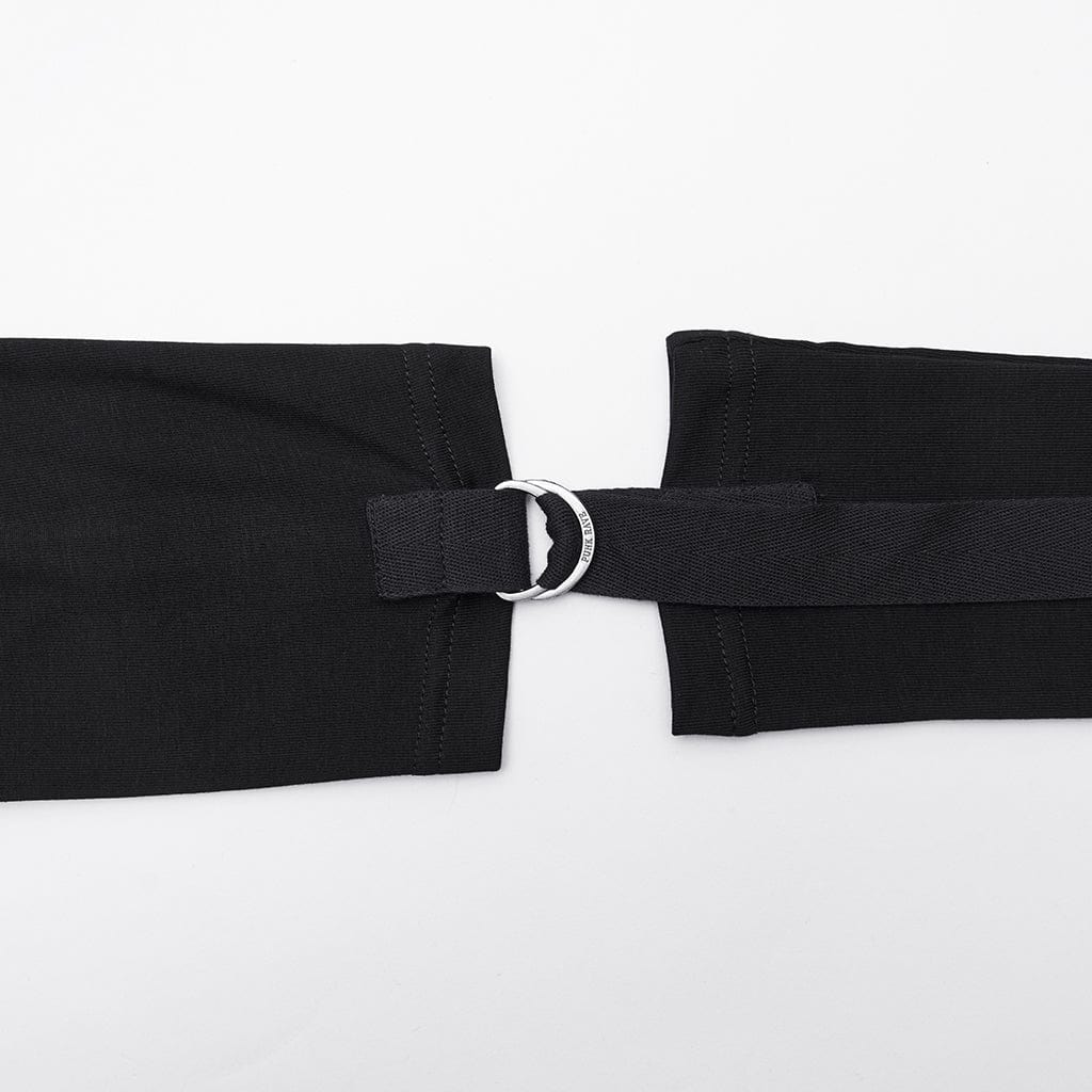 PUNK RAVE Women's Punk Cutout Buckle Strap Hooded Dress