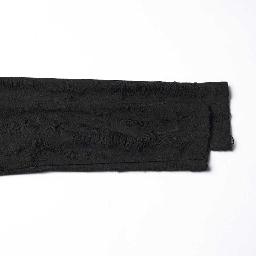 PUNK RAVE Women's Punk Cutout Ruched Ripped T-Shirt