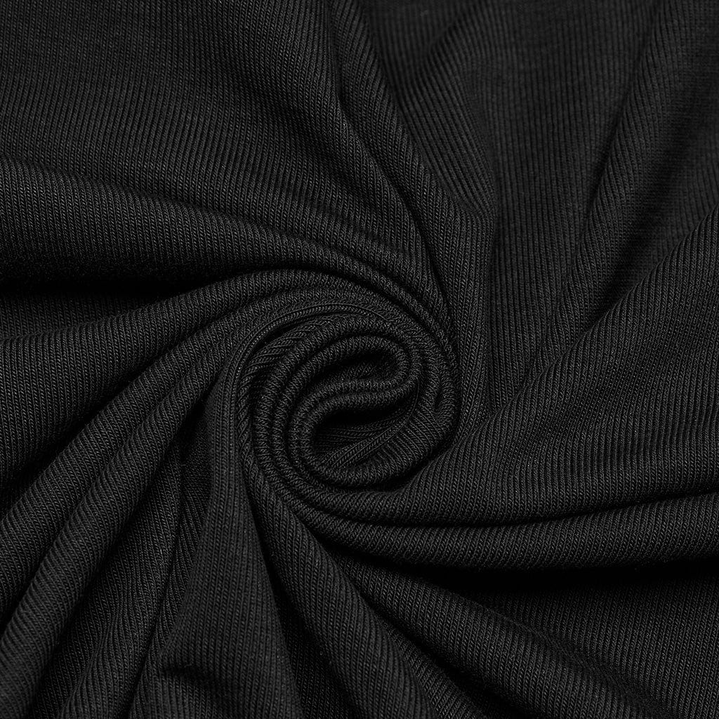 PUNK RAVE Women's Punk Cutout Skull Printed Mesh Splice Shirt