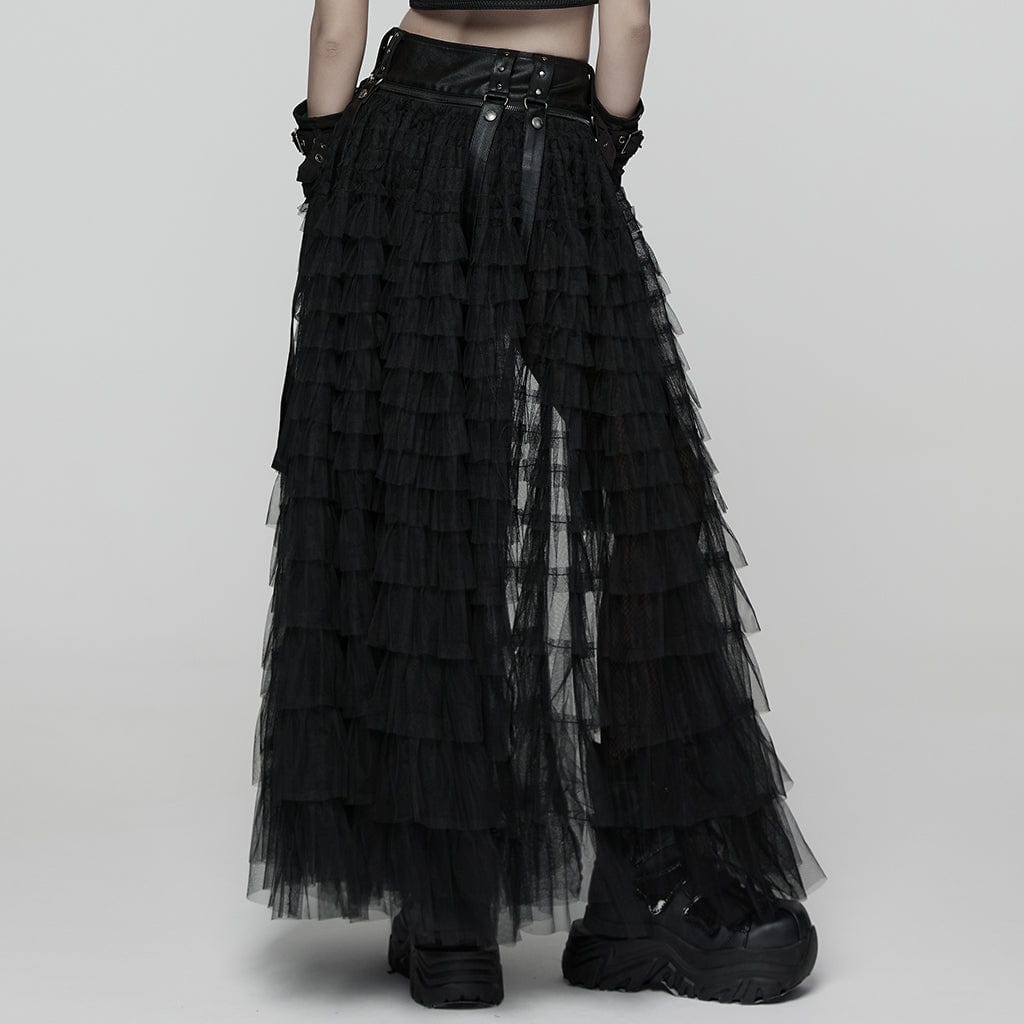 PUNK RAVE Women's Punk Detachable Hem Strappy Shorts