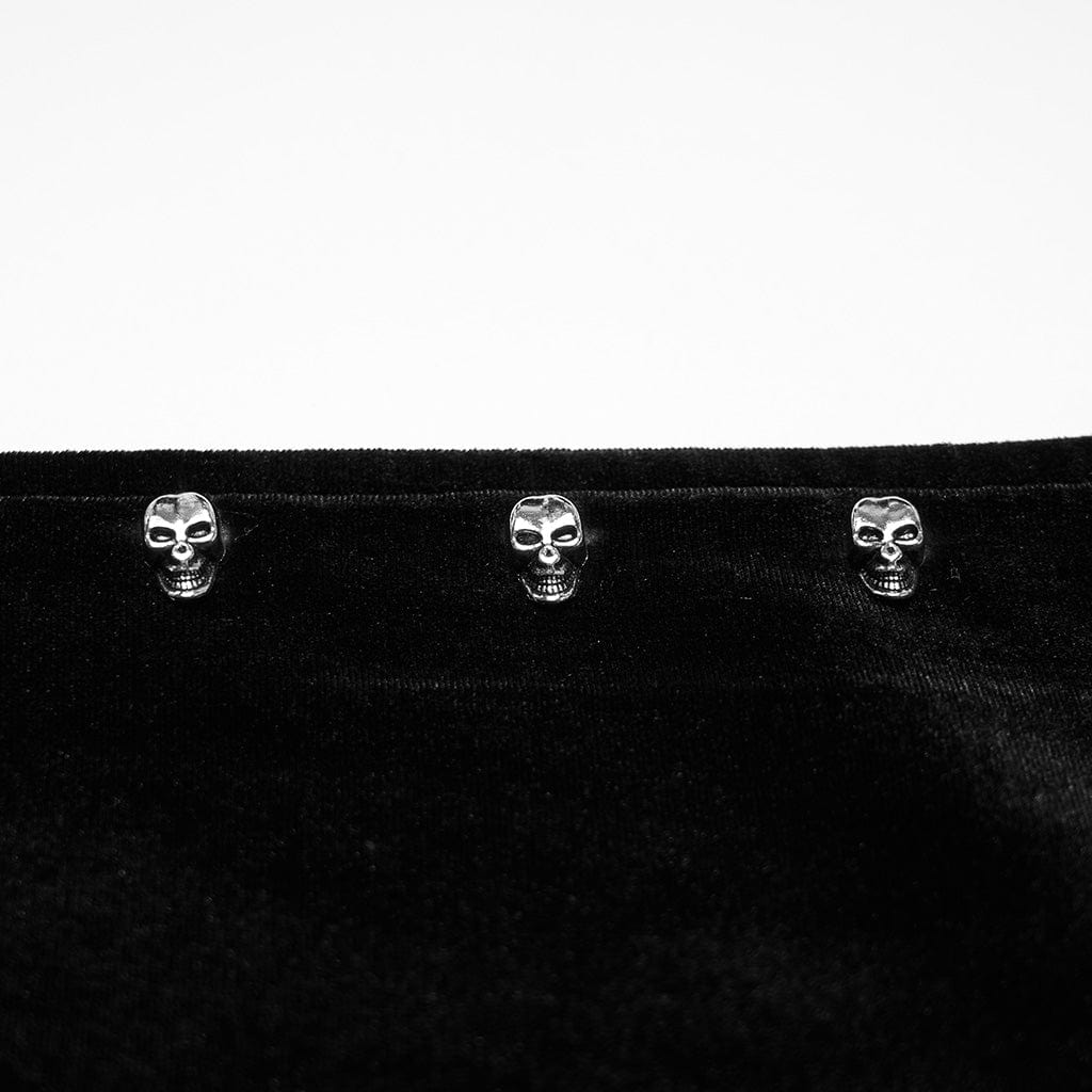 PUNK RAVE Women's Punk Elastic Waist Faux Leather Hooded Jacket Black