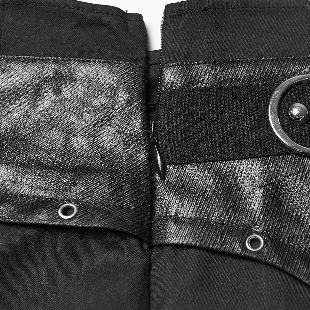 PUNK RAVE Women's Punk Eyelet Pleated Skirt