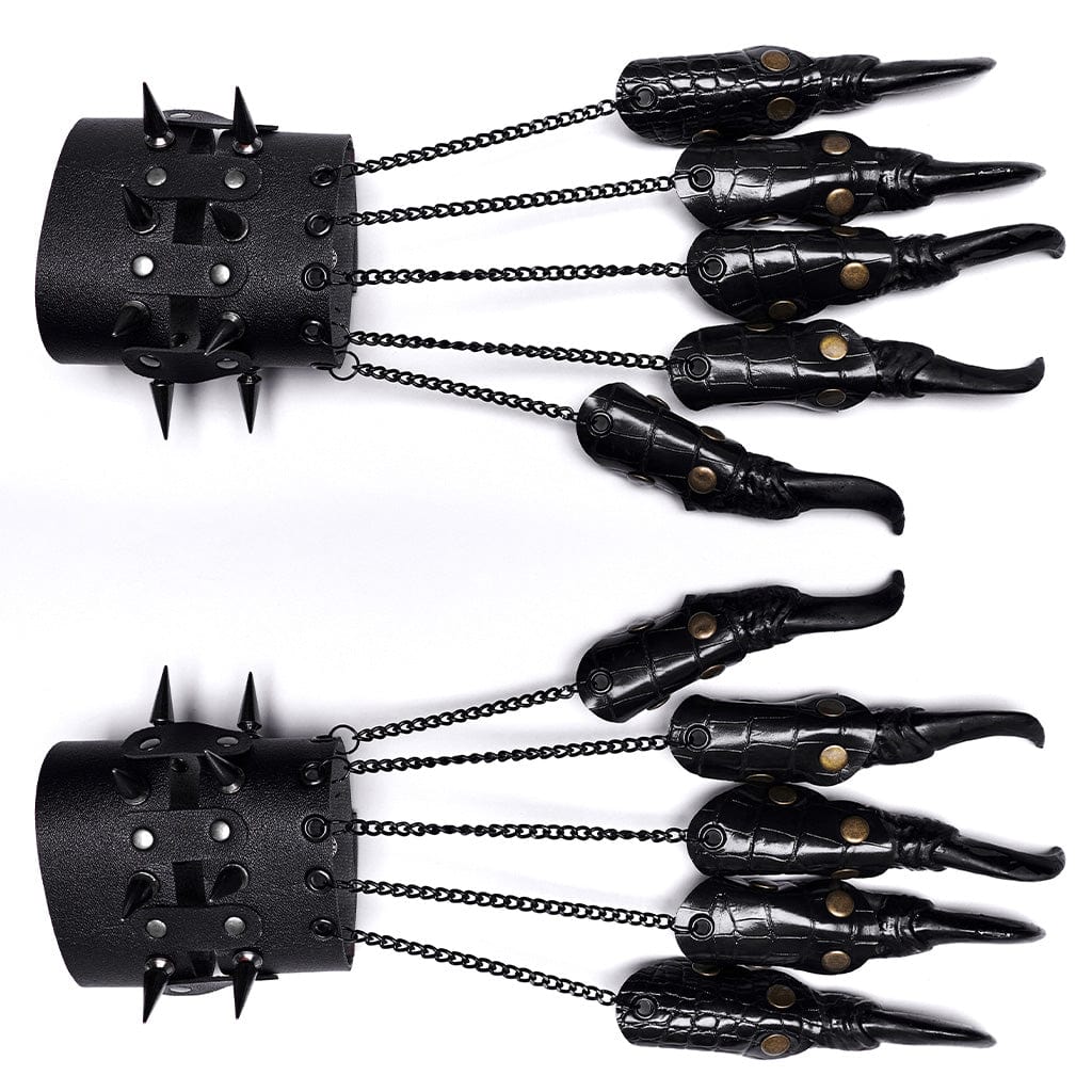 PUNK RAVE Women's Punk Faux Leather Fingertip Bracelets