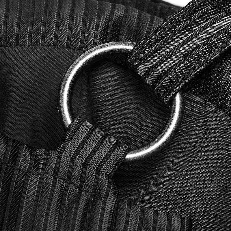 PUNK RAVE Women's Punk Faux Leather Halterneck Front Zipper Overbust Corsets