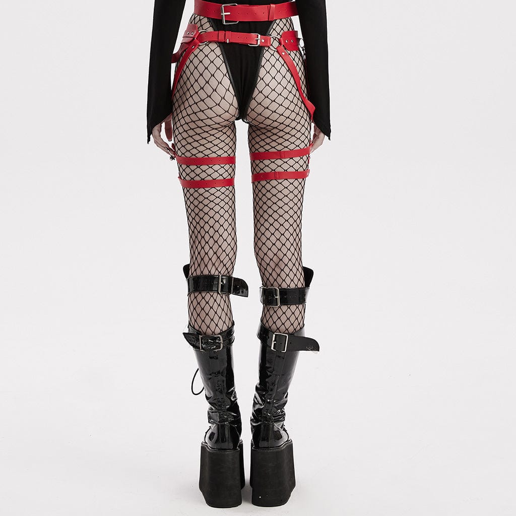 PUNK RAVE Women's Punk Faux Leather Waist and Leg Harness