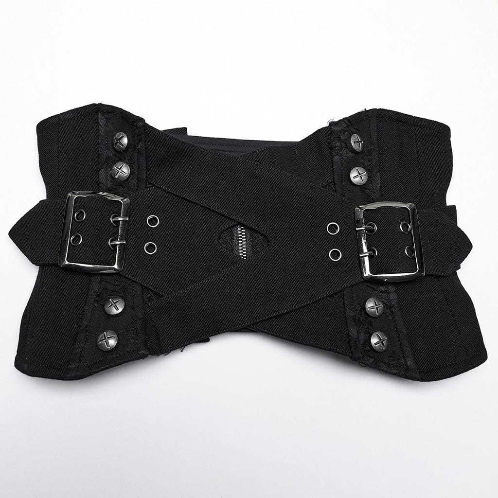 PUNK RAVE Women's Punk Interlaced Buckled Lace-up Underbust Corset