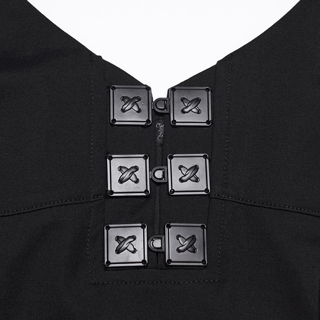 PUNK RAVE Women's Punk Irregular Layered Halterneck Dress