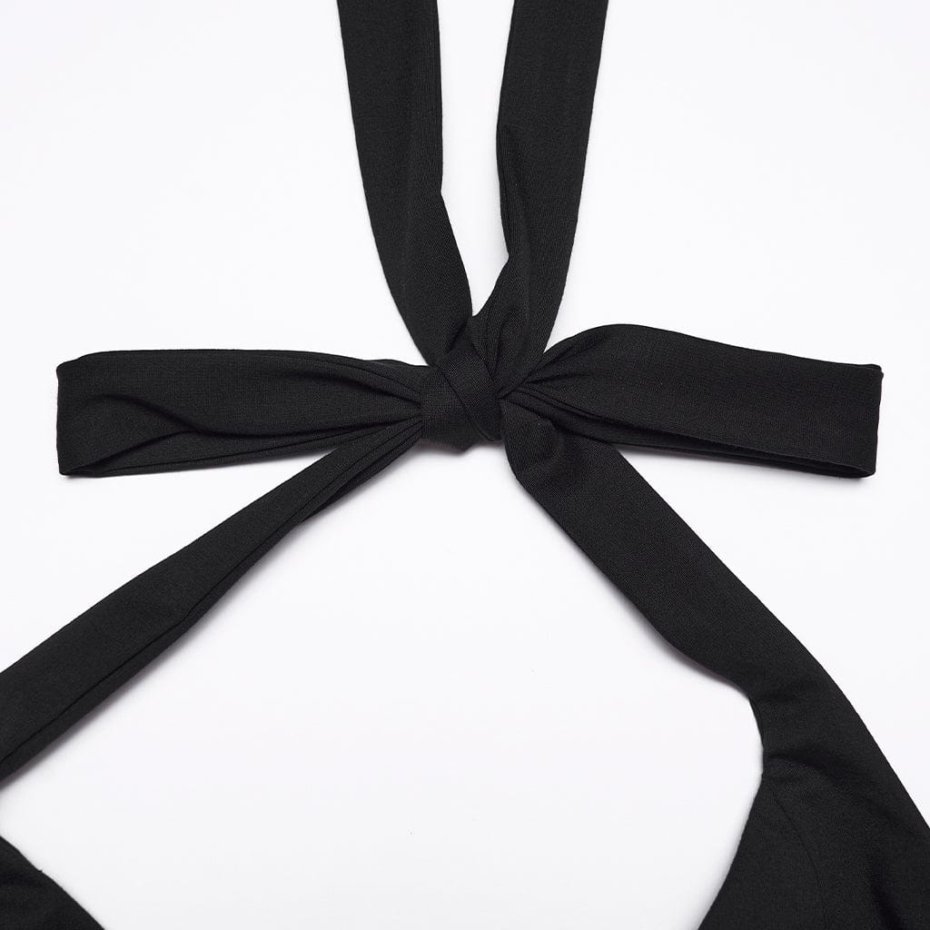 PUNK RAVE Women's Punk Irregular Layered Halterneck Dress