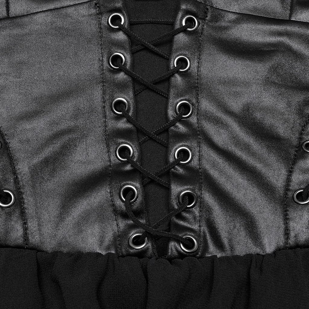 PUNK RAVE Women's Punk Irregular Plunging Halterneck Party Dress