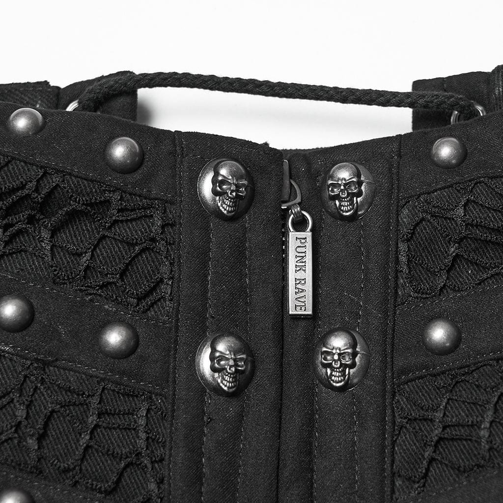 PUNK RAVE Women's Punk Lace-up Rivet Underbust Corset