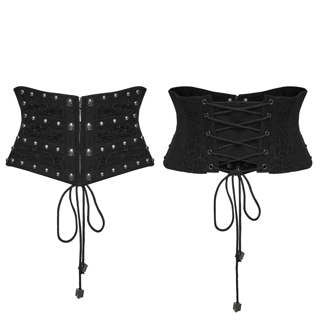 PUNK RAVE Women's Punk Lace-up Rivet Underbust Corset