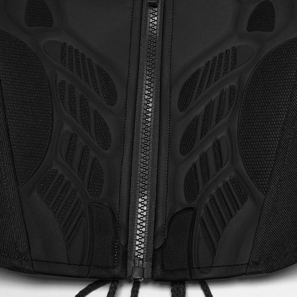 PUNK RAVE Women's Punk Lace-up Zip Underbust Corset Black