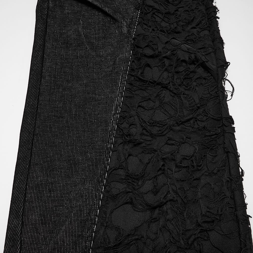 PUNK RAVE Women's Punk Loose Distressed Ruched Wide Leg Pants