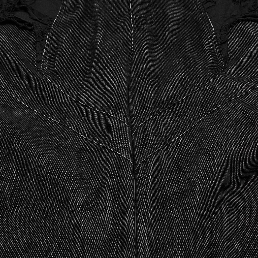 PUNK RAVE Women's Punk Loose Distressed Ruched Wide Leg Pants