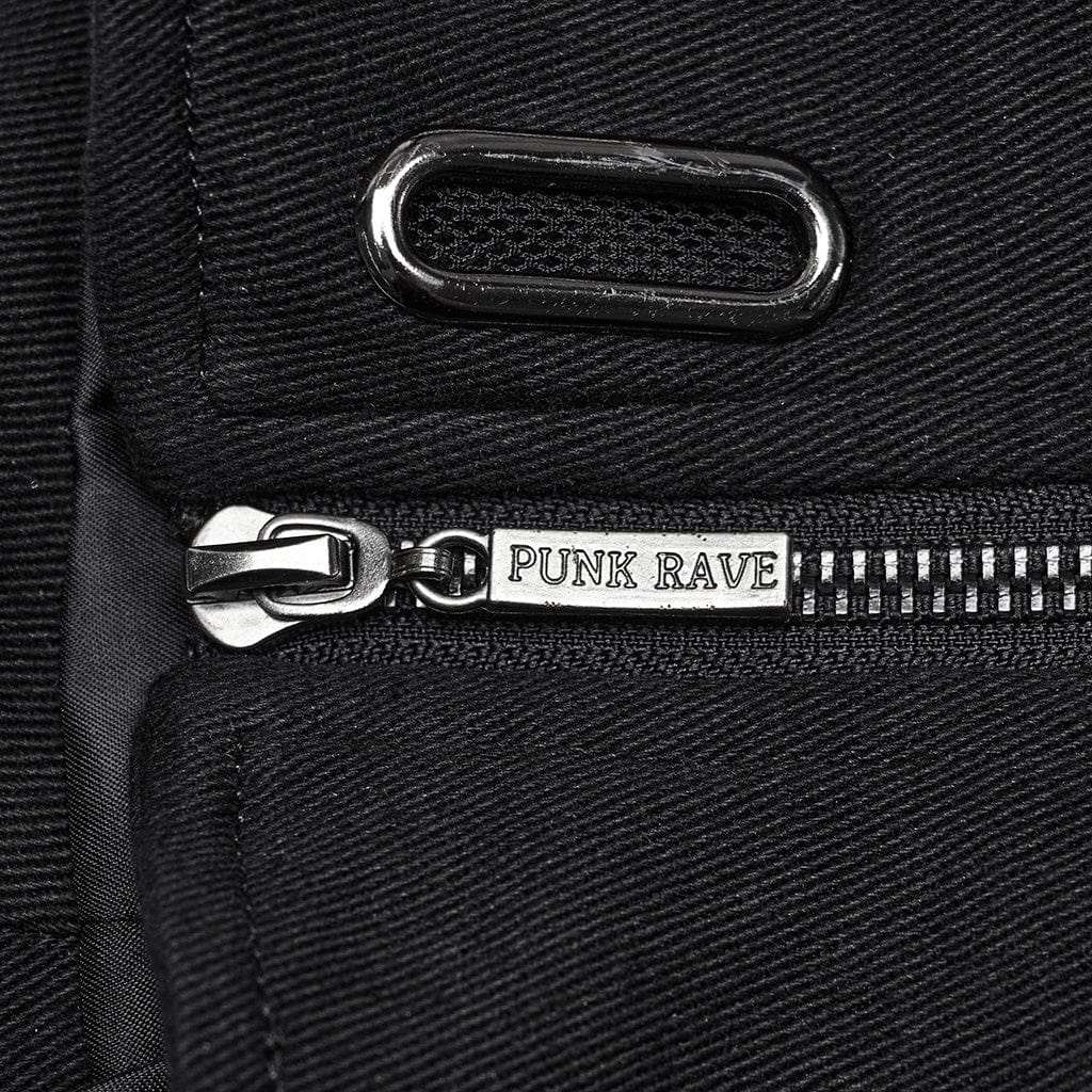 PUNK RAVE Women's Punk Mesh Splice Buckle Underbust Corset