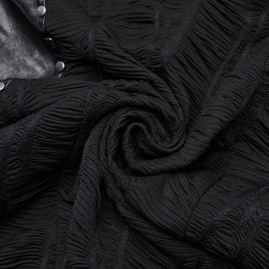 PUNK RAVE Women's Punk Mesh Splice Ruched Off-shoulder Dress