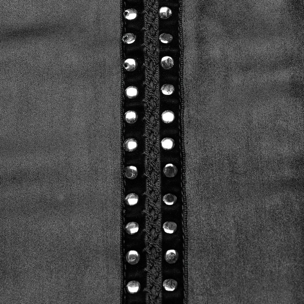 PUNK RAVE Women's Punk Nailed Lace-up Slip Dress Black