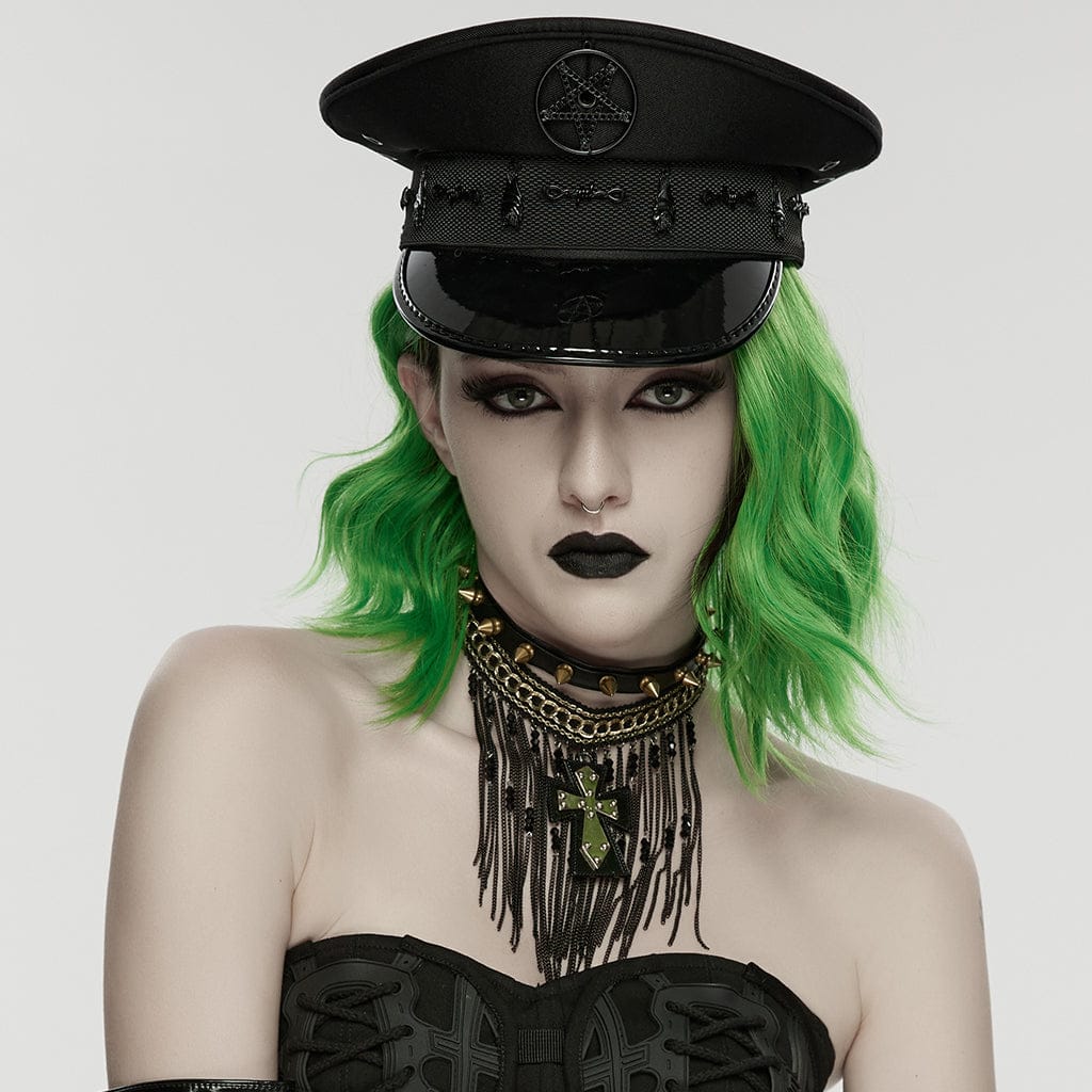 PUNK RAVE Women's Punk Pentacle Military Hat
