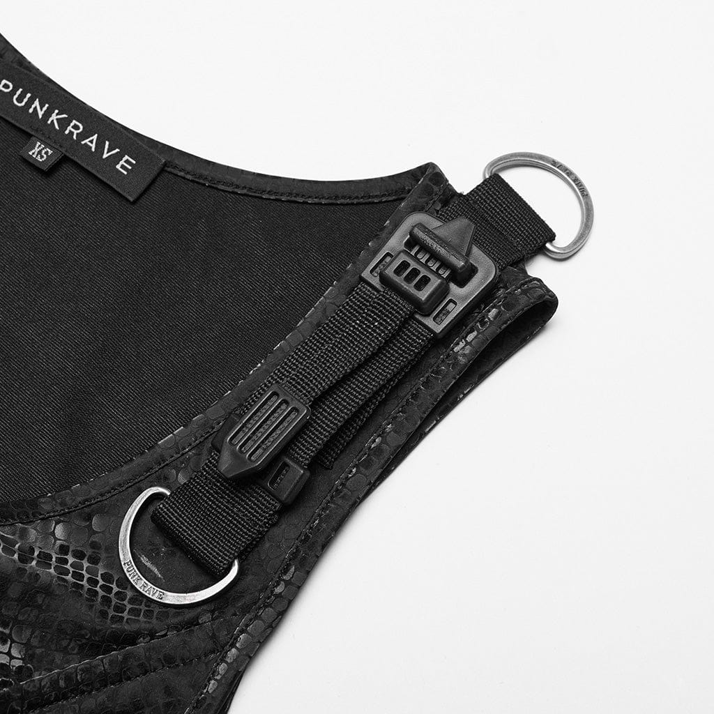 PUNK RAVE Women's Punk Plunging Mesh Splice Dress