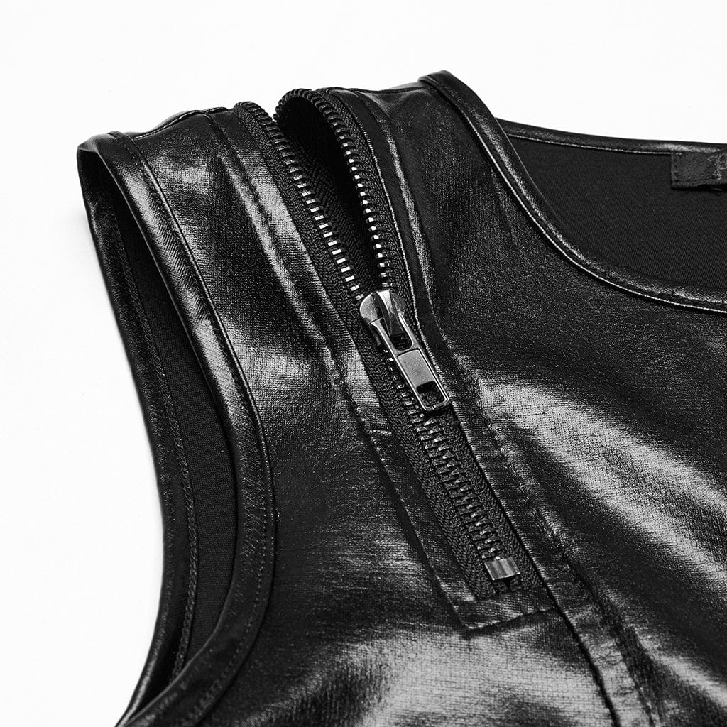 PUNK RAVE Women's Punk Plunging Split Lace-up Dress