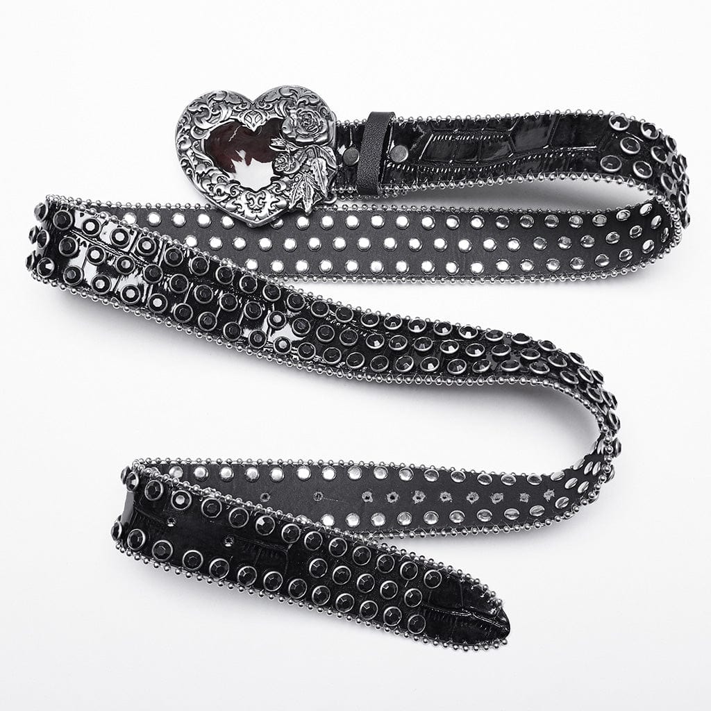 PUNK RAVE Women's Punk Rhinestone Heart Belt