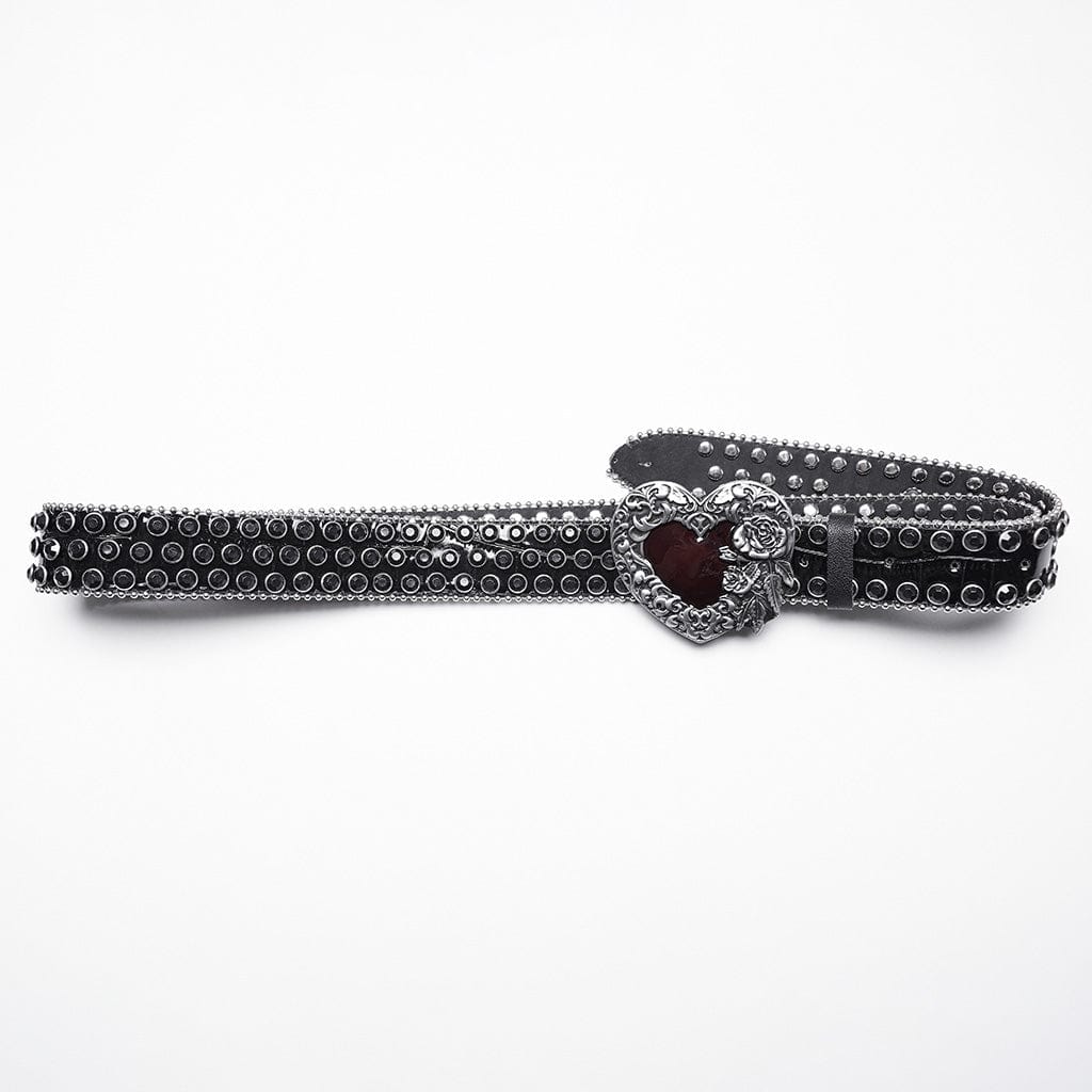PUNK RAVE Women's Punk Rhinestone Heart Belt