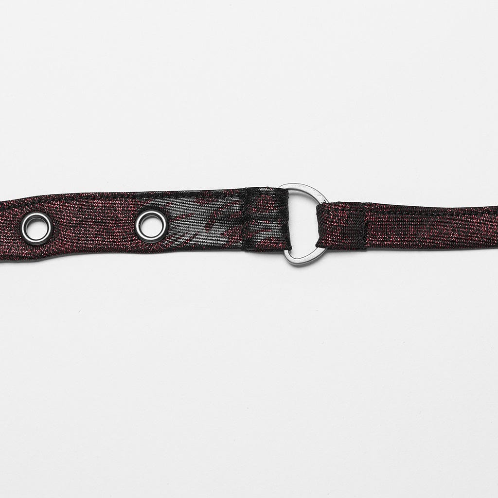 PUNK RAVE Women's Punk Ring Eyelet Halter Bustier Maroon