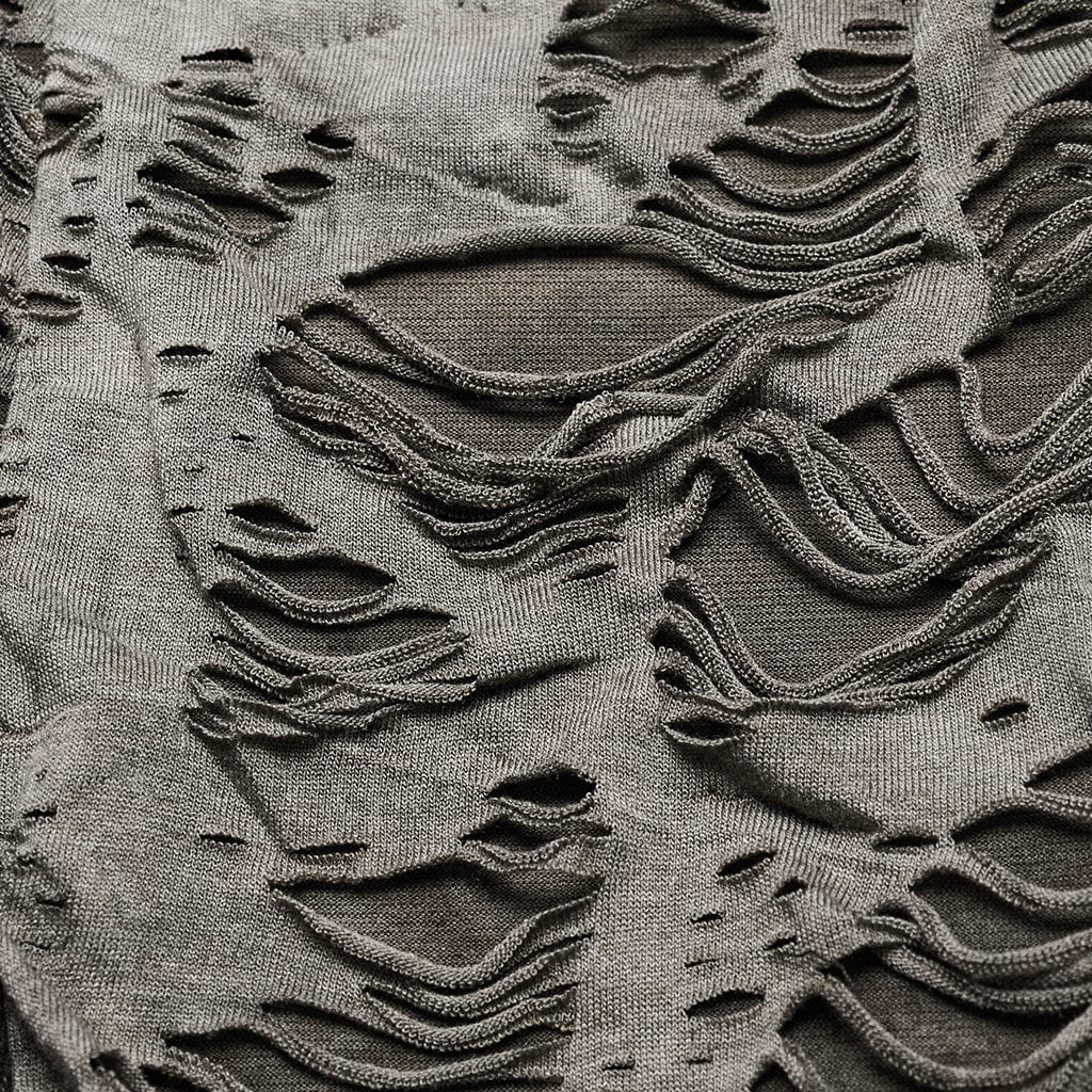 PUNK RAVE Women's Punk Ripped Eyelet Distressed Irregular Slip Dress