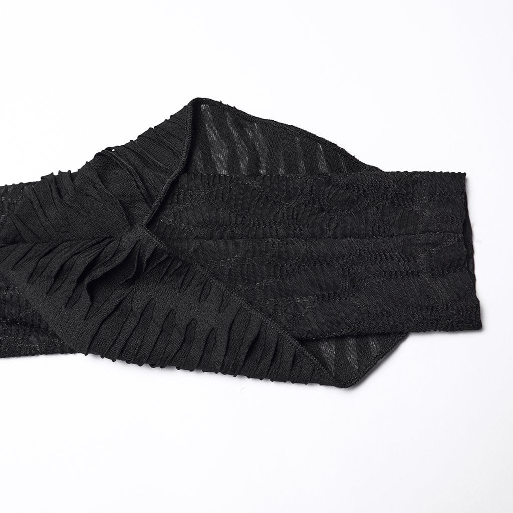 PUNK RAVE Women's Punk Ripped Lace-up Halterneck Long Sleeve Dress