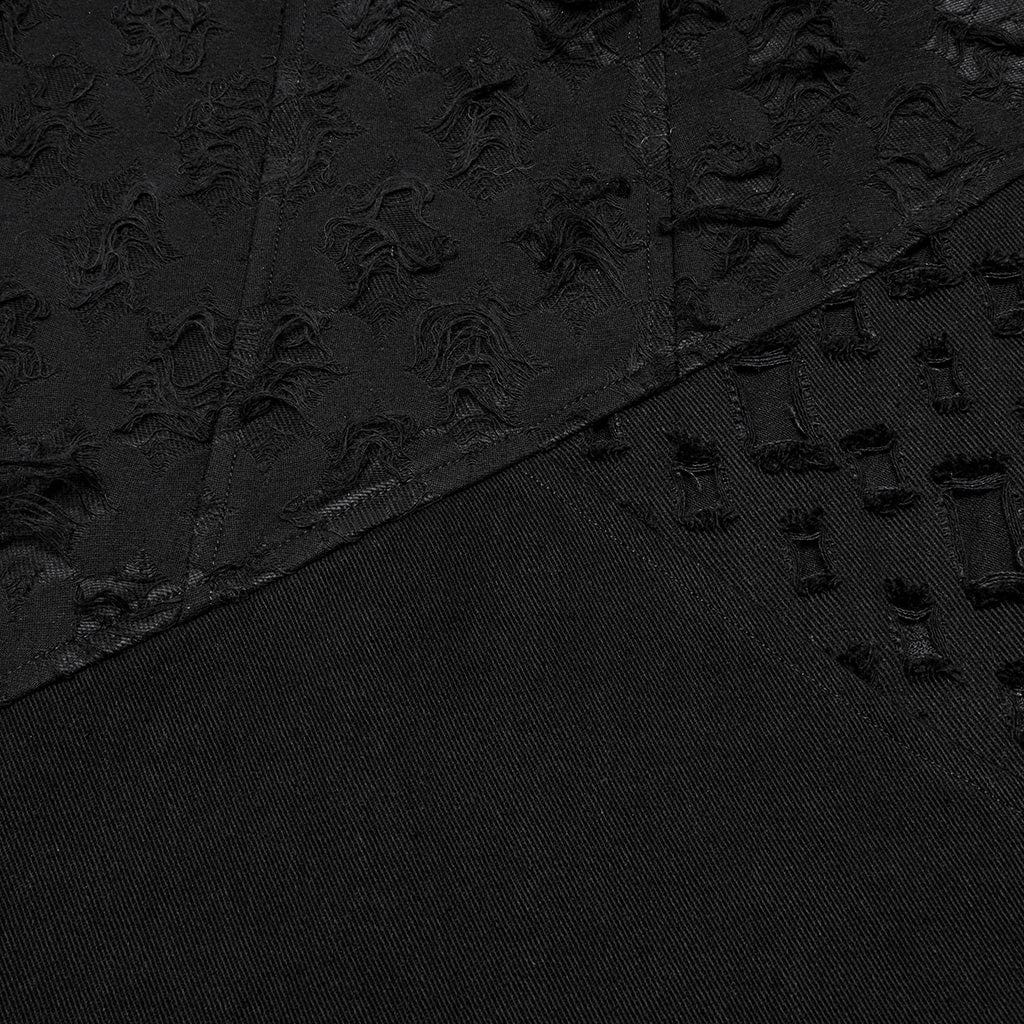 PUNK RAVE Women's Punk Ripped Side Slit Detachable Skirt