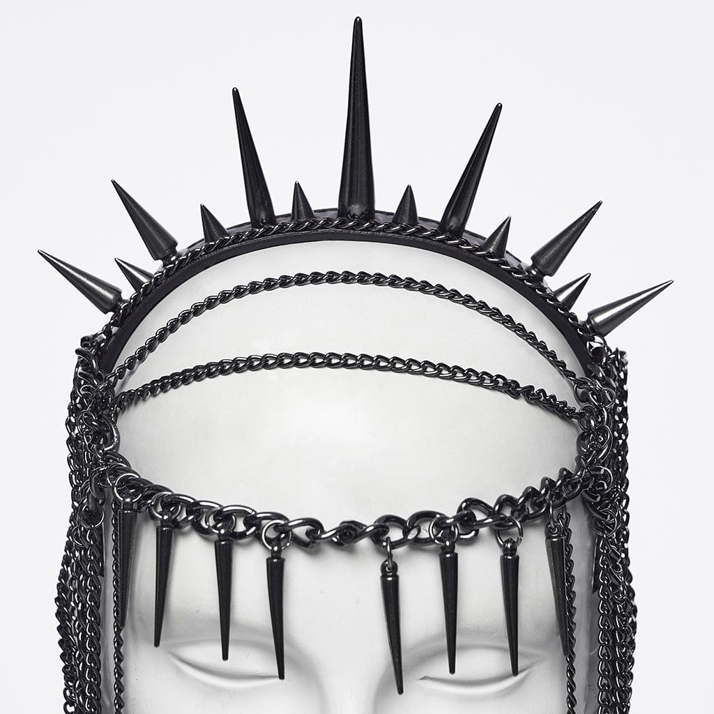 PUNK RAVE Women's Punk Rivets Chained Headwear