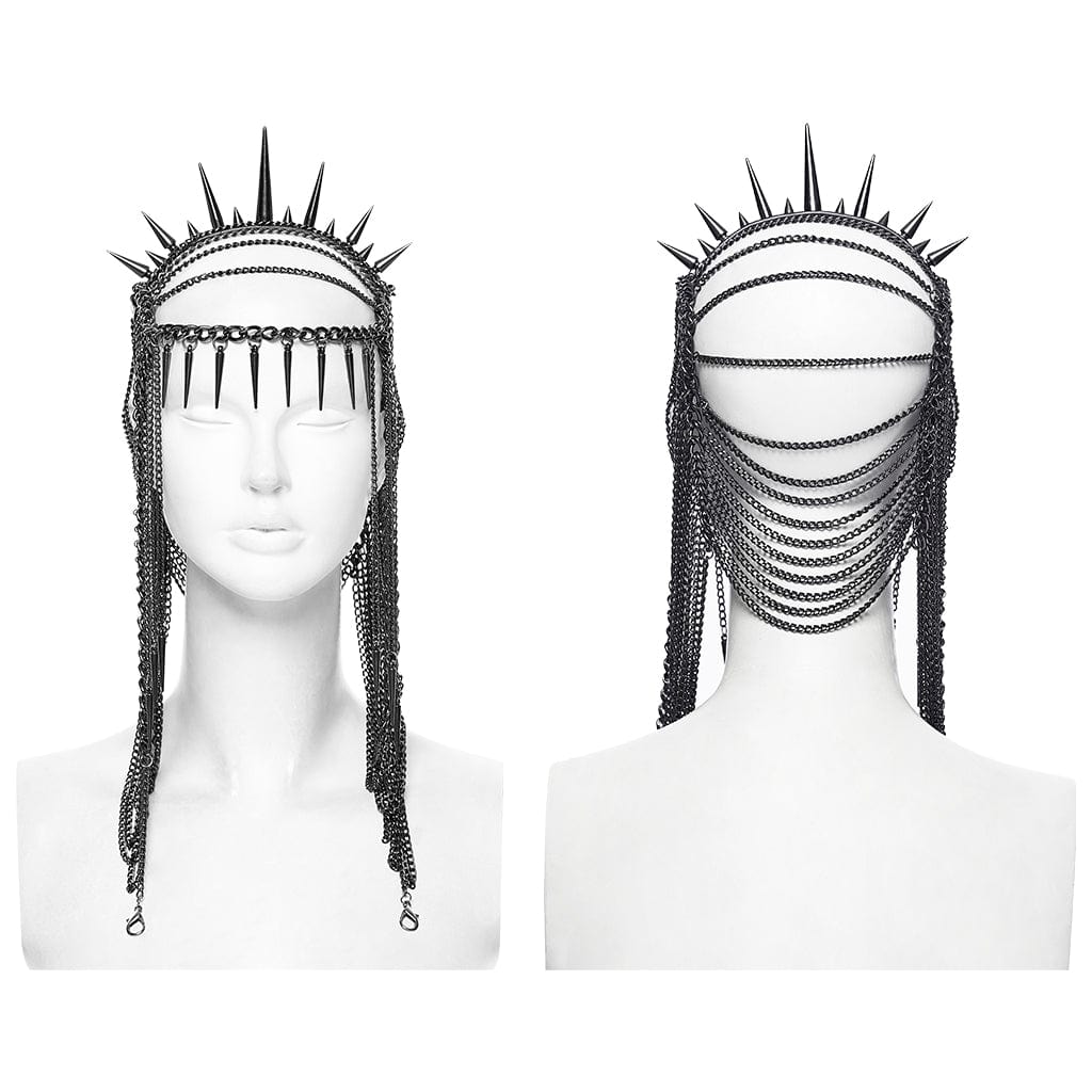 PUNK RAVE Women's Punk Rivets Chained Headwear