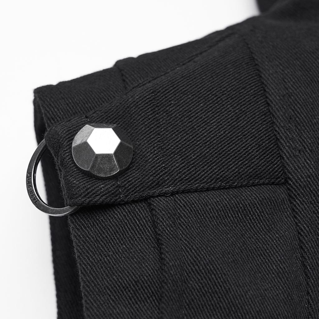 PUNK RAVE Women's Punk Ruched Zip Short Hooded Vest