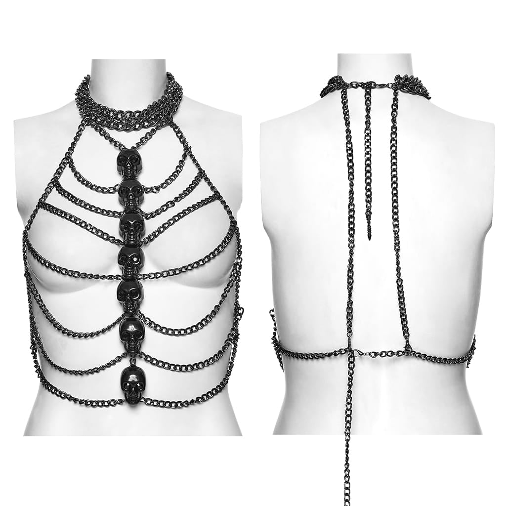 PUNK RAVE Women's Punk Skull Chain Body Harness