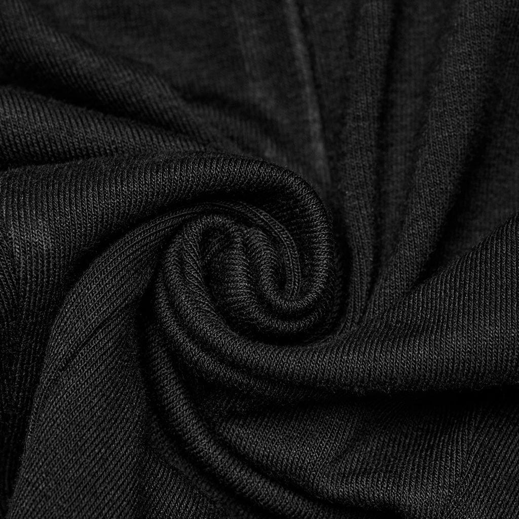 PUNK RAVE Women's Punk Stand Collar Mesh Splice Strappy Tank Top Black