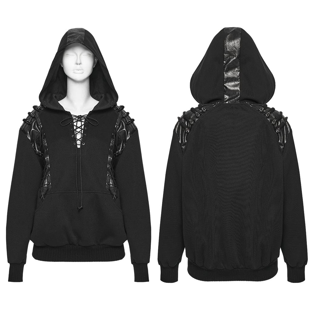 PUNK RAVE Women's Punk Strappy Hoodie