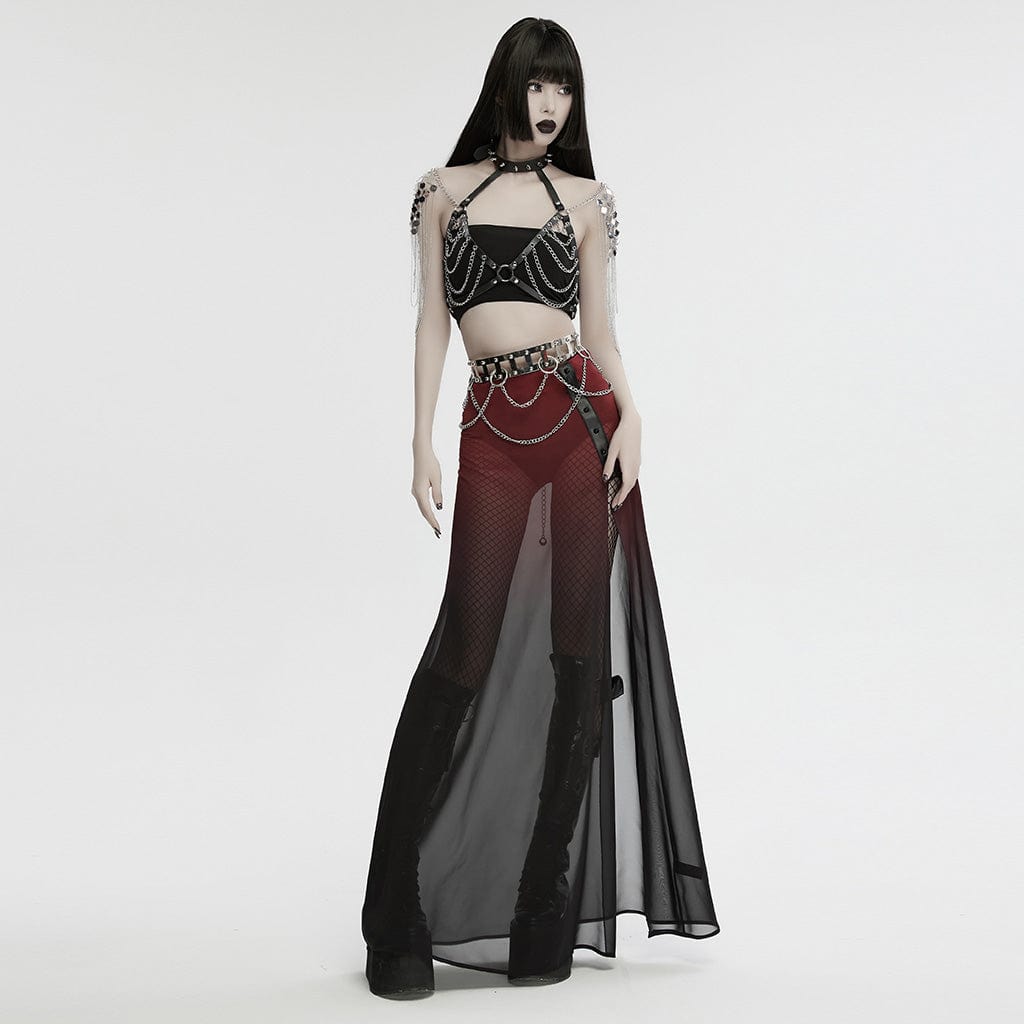 PUNK RAVE Women's Punk Studded Metal Chain Belt