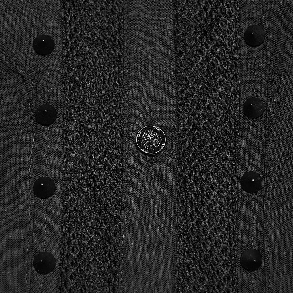 PUNK RAVE Women's Punk Studded Tassels Turn-down Collar Shirt