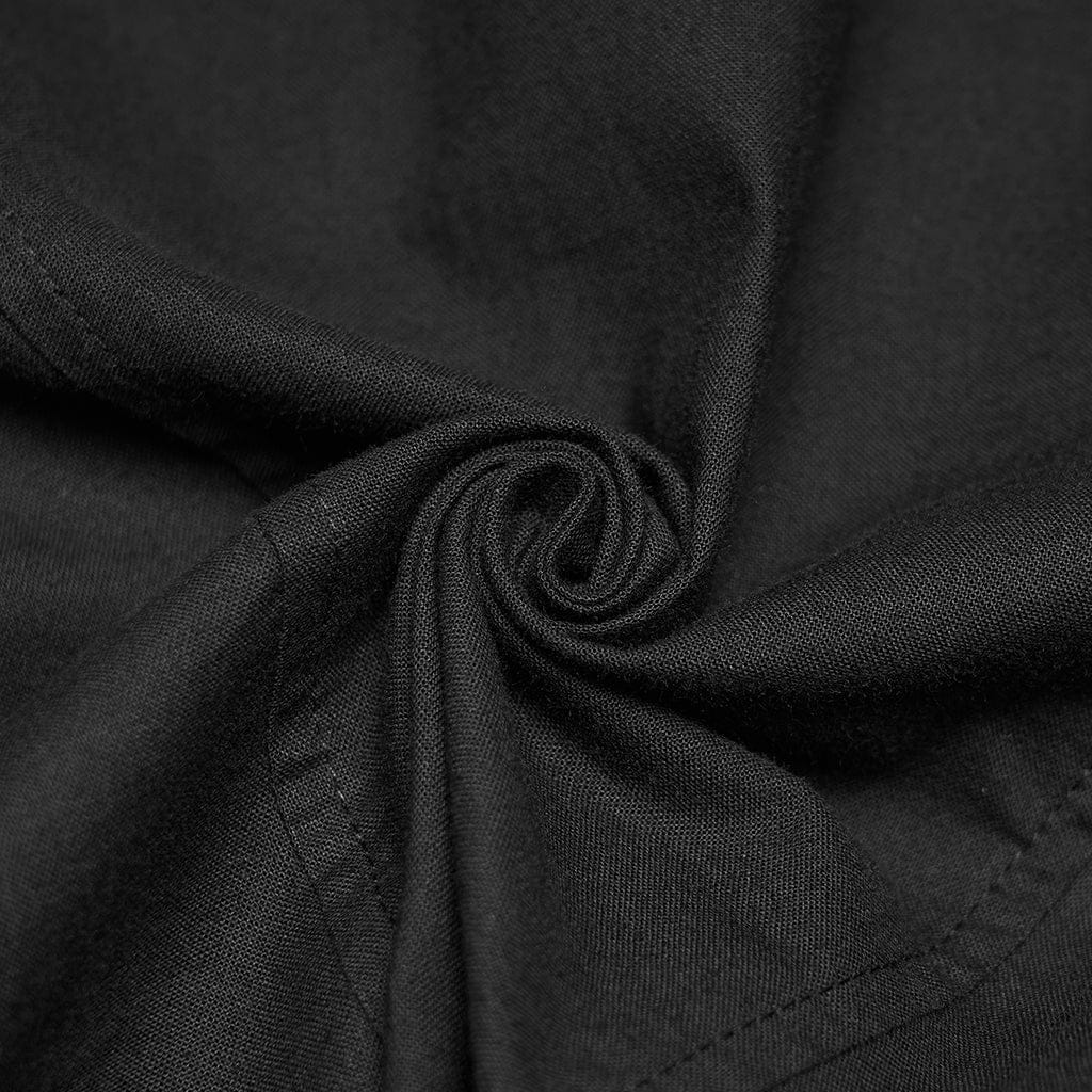 PUNK RAVE Women's Punk Studded Tassels Turn-down Collar Shirt