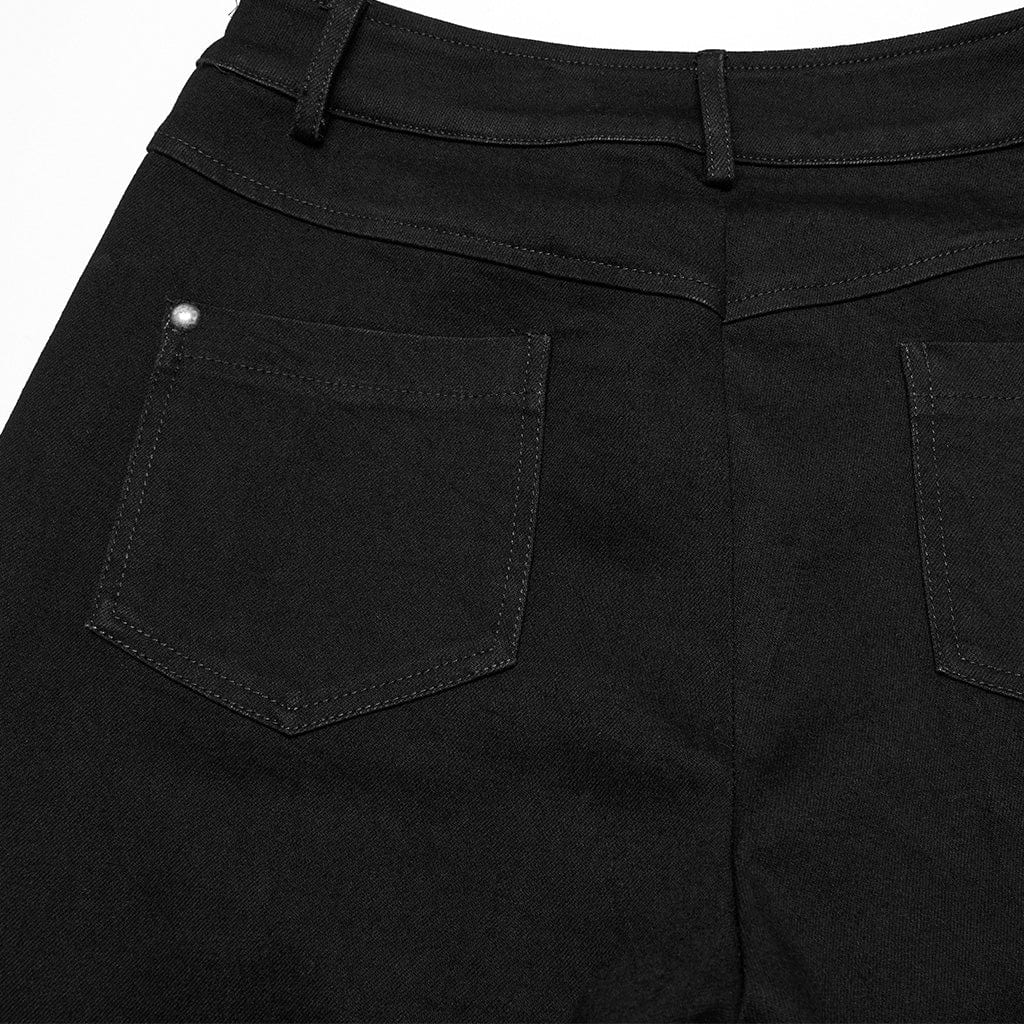 PUNK RAVE Women's Punk Studded Unedged Flared Pants