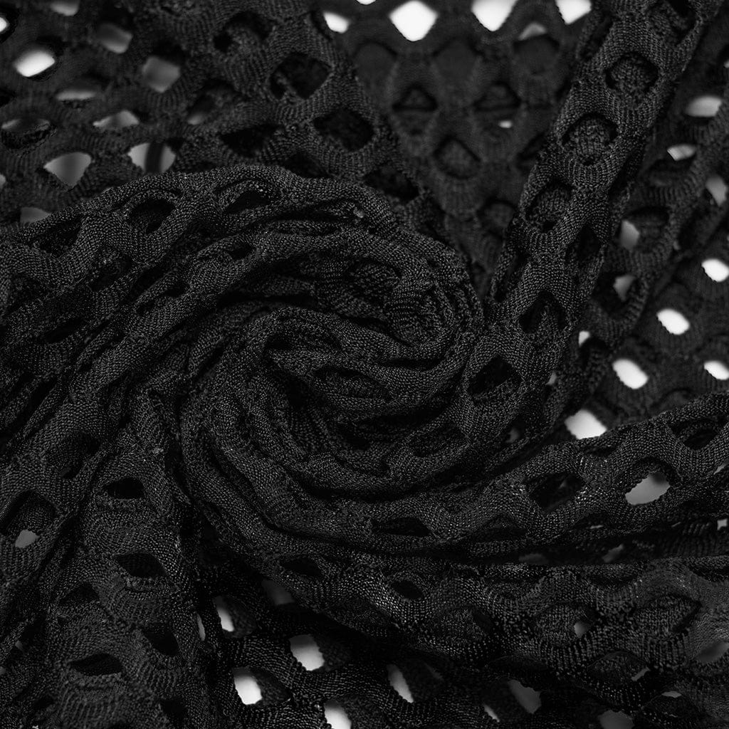 PUNK RAVE Women's Punk Tie-dyed Mesh Tank Top Black