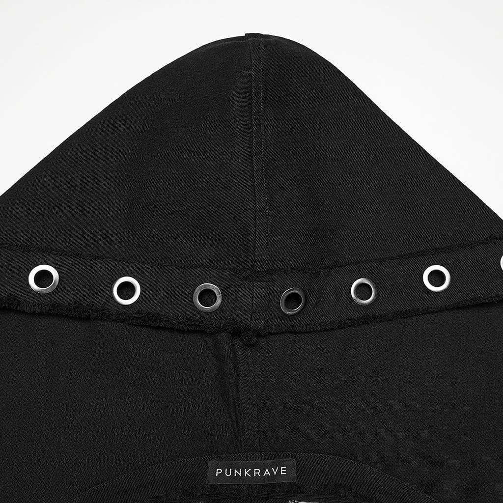 PUNK RAVE Women's Punk Unedged Zip Vest with Detachable Hood