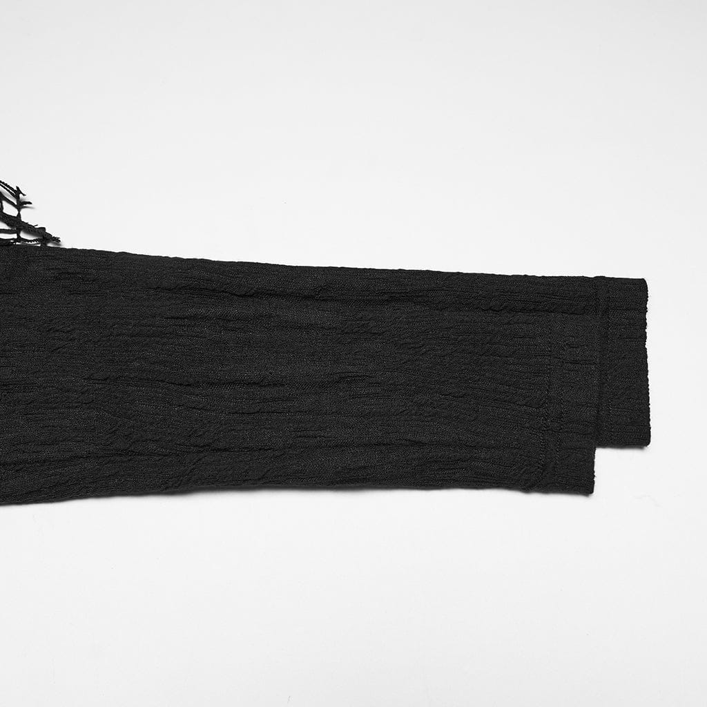 PUNK RAVE Women's Wasteland Punk Mesh Splice Hooded Long Sleeved Shirt