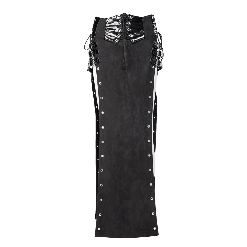 RNG Women's Gothic Lace-up Buckles Side Slit Skirt