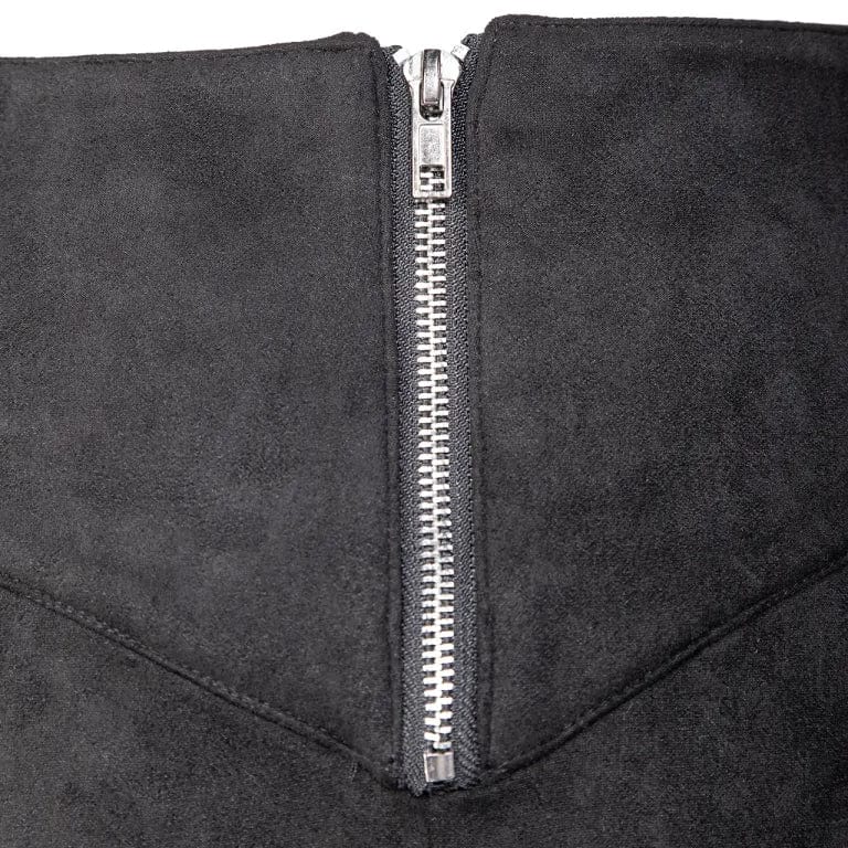 RNG Women's Gothic Lace-up Buckles Side Slit Skirt