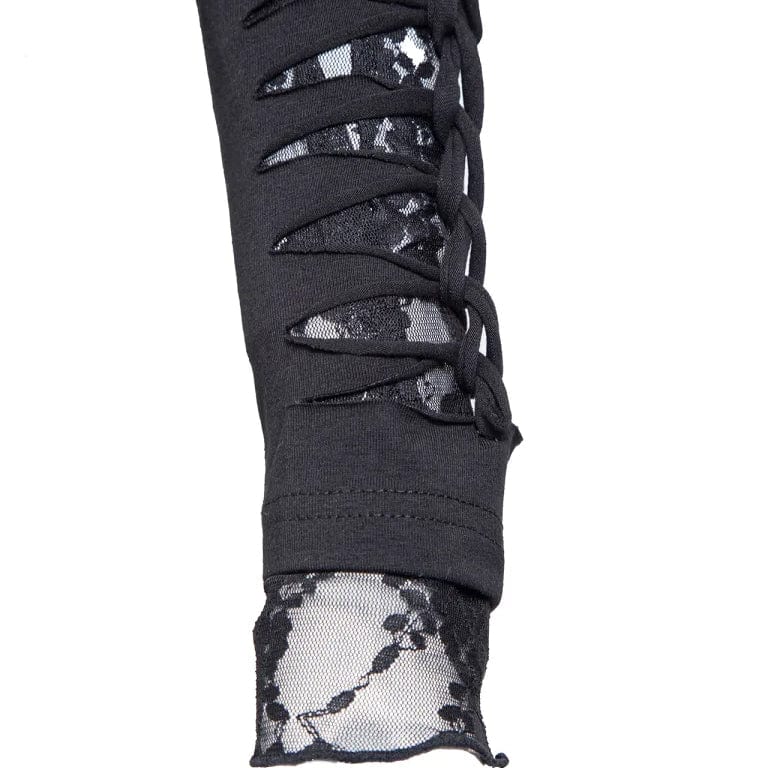 RNG Women's Gothic Rippes Mesh Splice Tank Top with Oversleeves